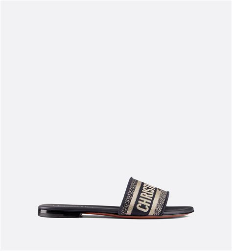 women dior dway slide deep blue embroidered cotton|christian Dior blue embroidery.